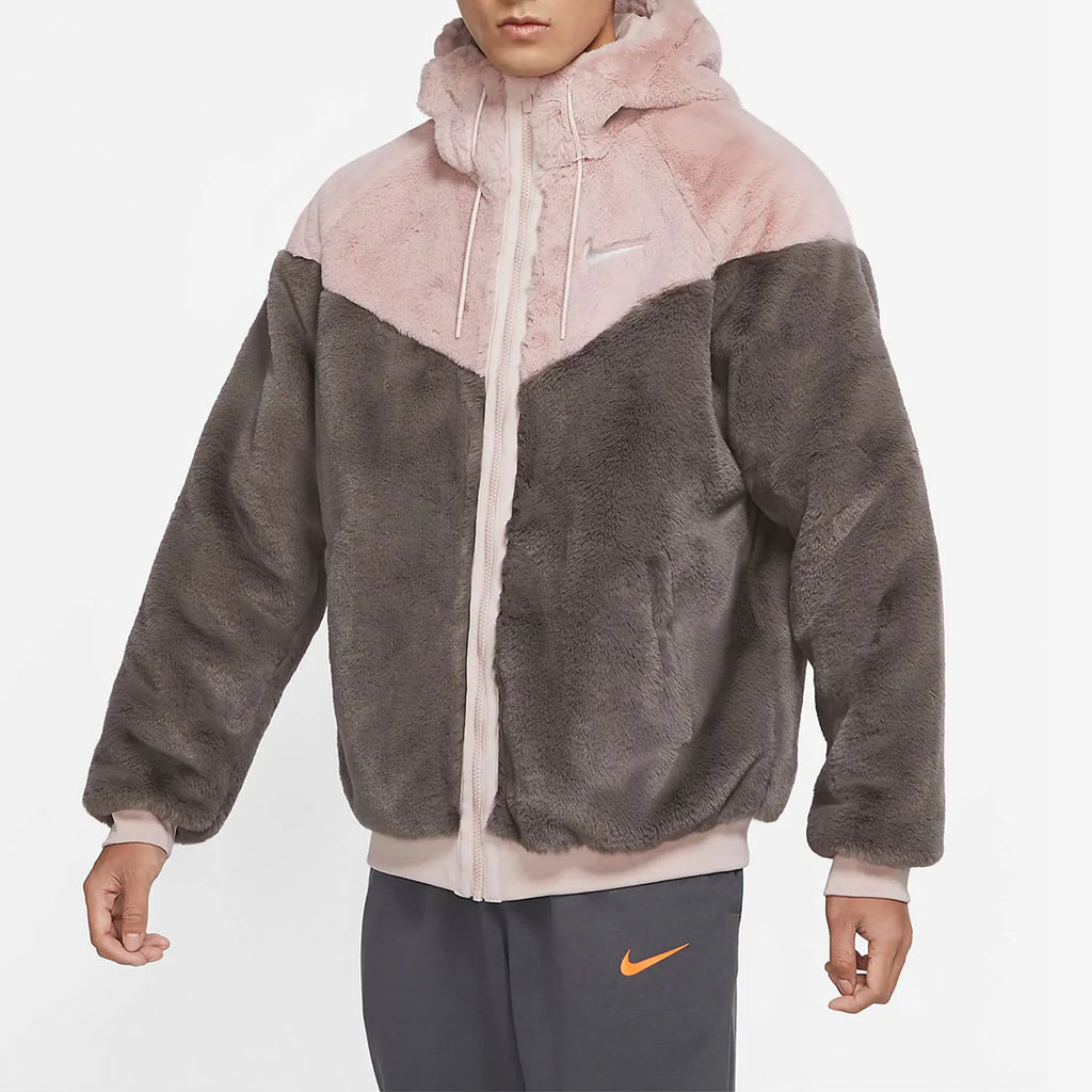 Nike genuine Faux Fur Men's Hooded Thermal Sports Jacket DH6683-289